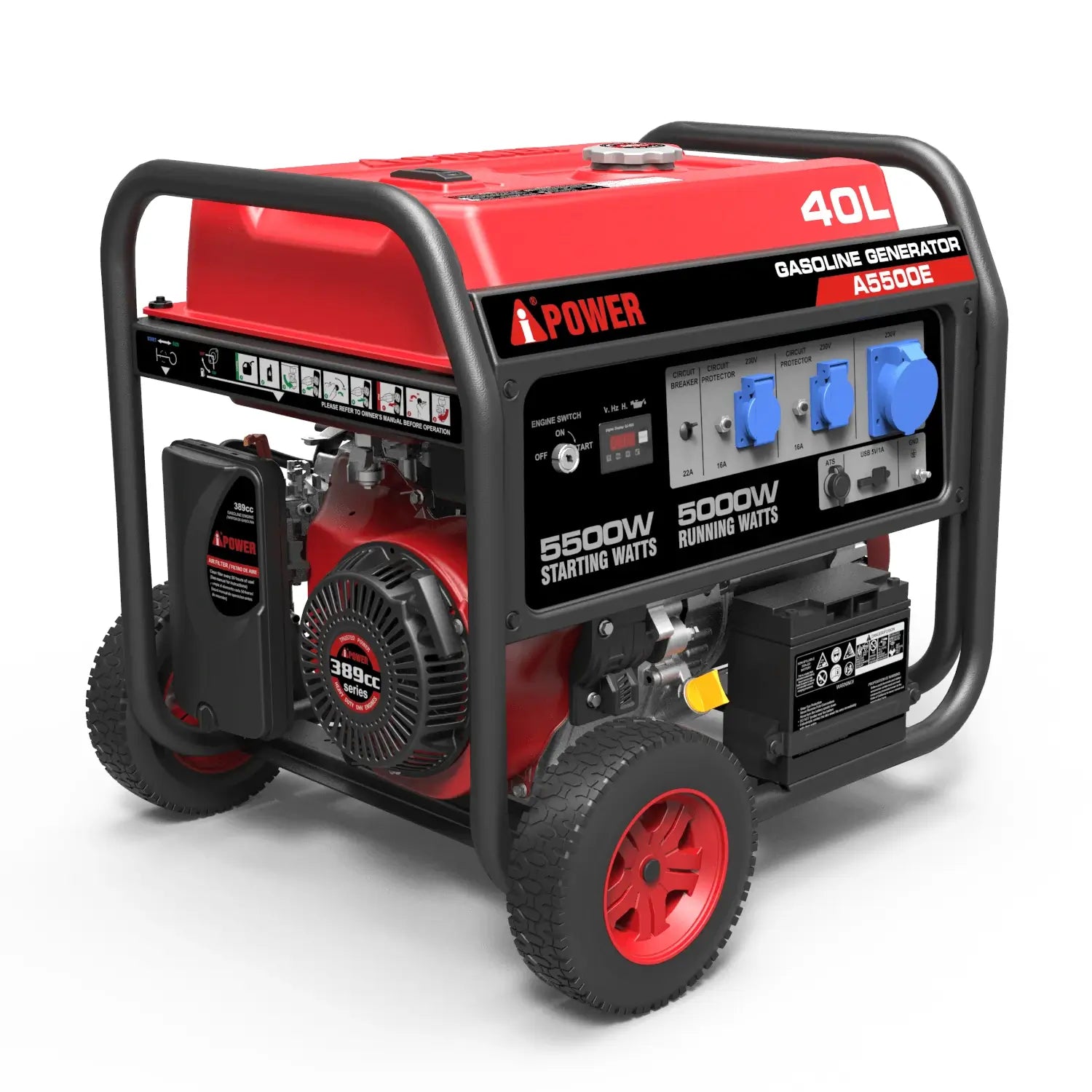 A-iPower Portable Generator - 5000 Watt Handle Gasoline Powered