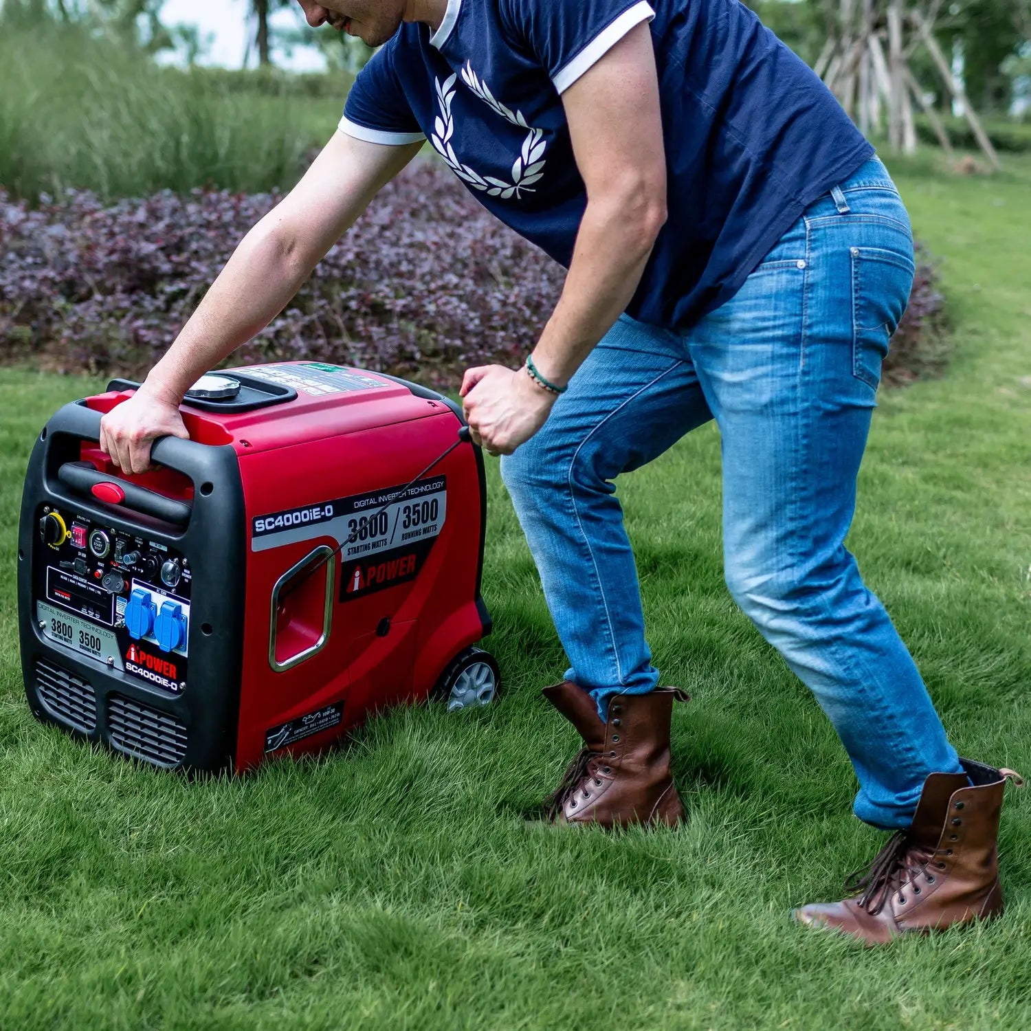 A-iPower Inverter Generator - 3800 Watt Portable Telescoping Handle Super Quiet Gasoline Powered