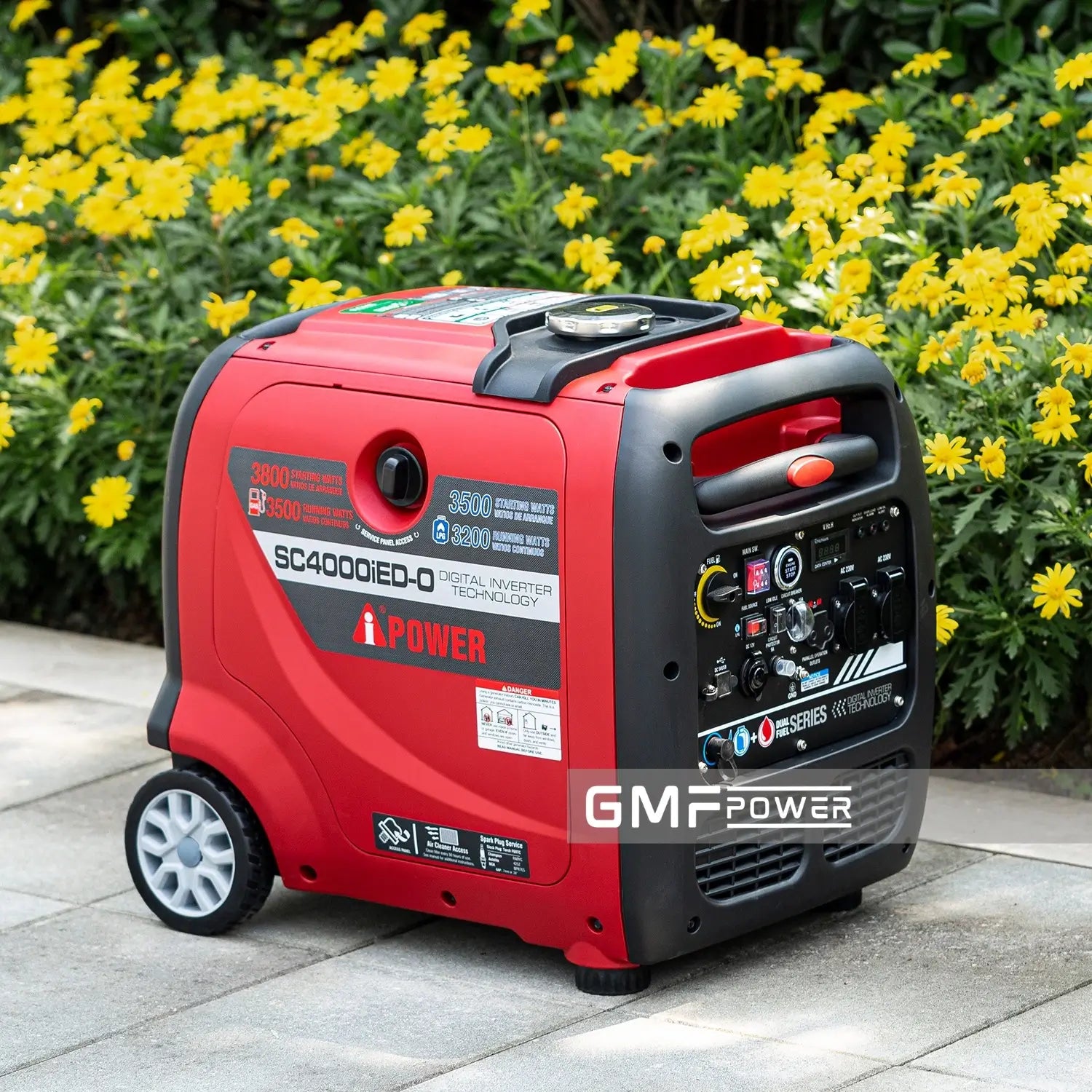A-iPower Dual Fuel Petrol / LPG Inverter Generator - 3800 Watt Portable Super Quiet Gas Powered