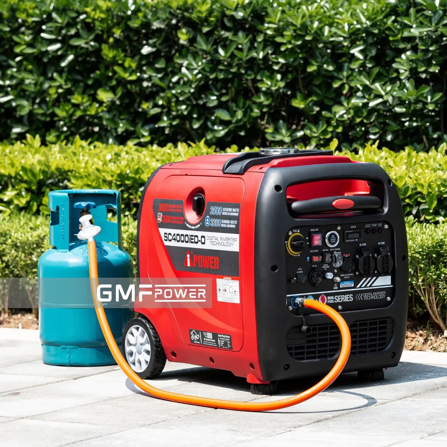 A-iPower Dual Fuel Petrol / LPG Inverter Generator - 3800 Watt Portable Super Quiet Gas Powered