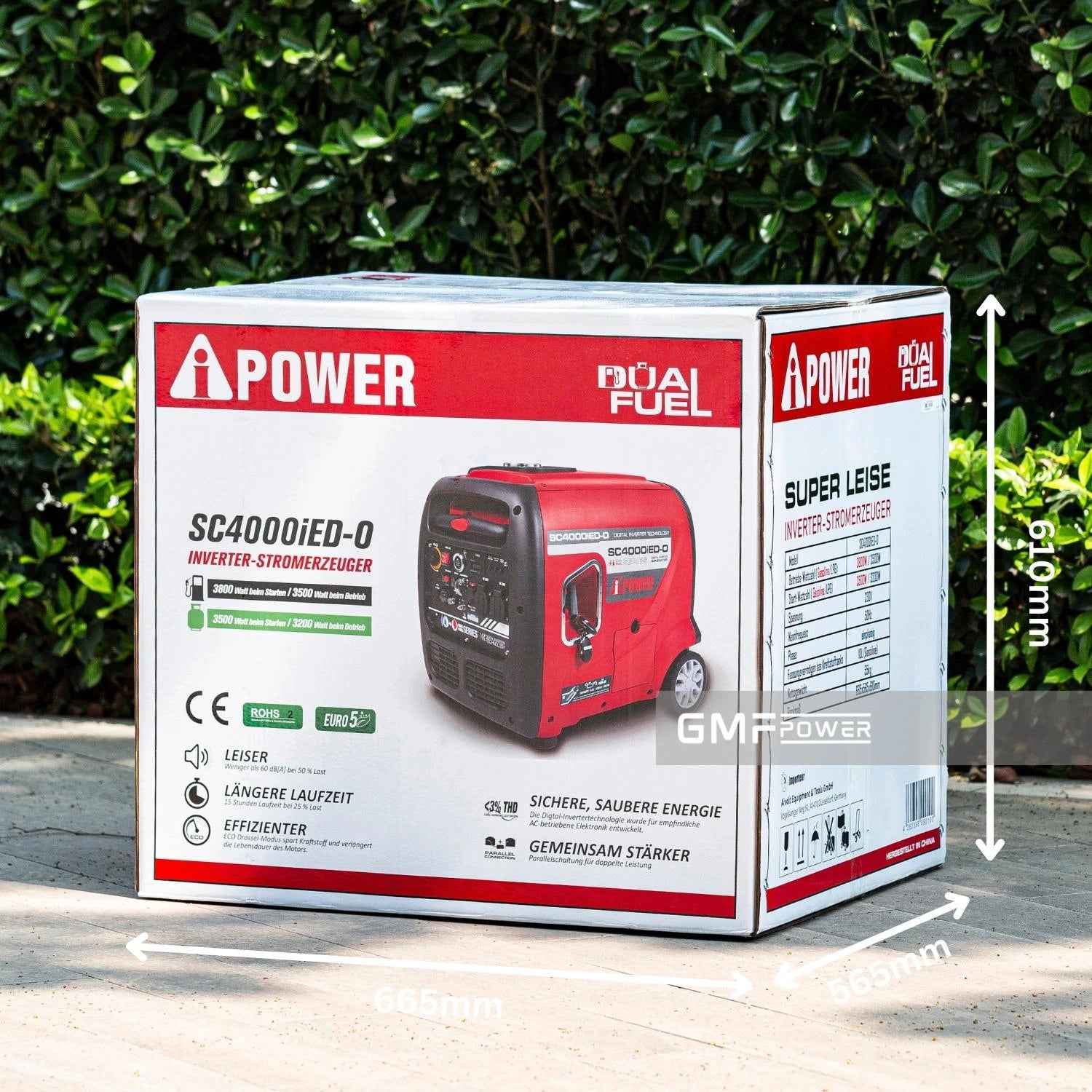 A-iPower Dual Fuel Petrol / LPG Inverter Generator - 3800 Watt Portable Super Quiet Gas Powered