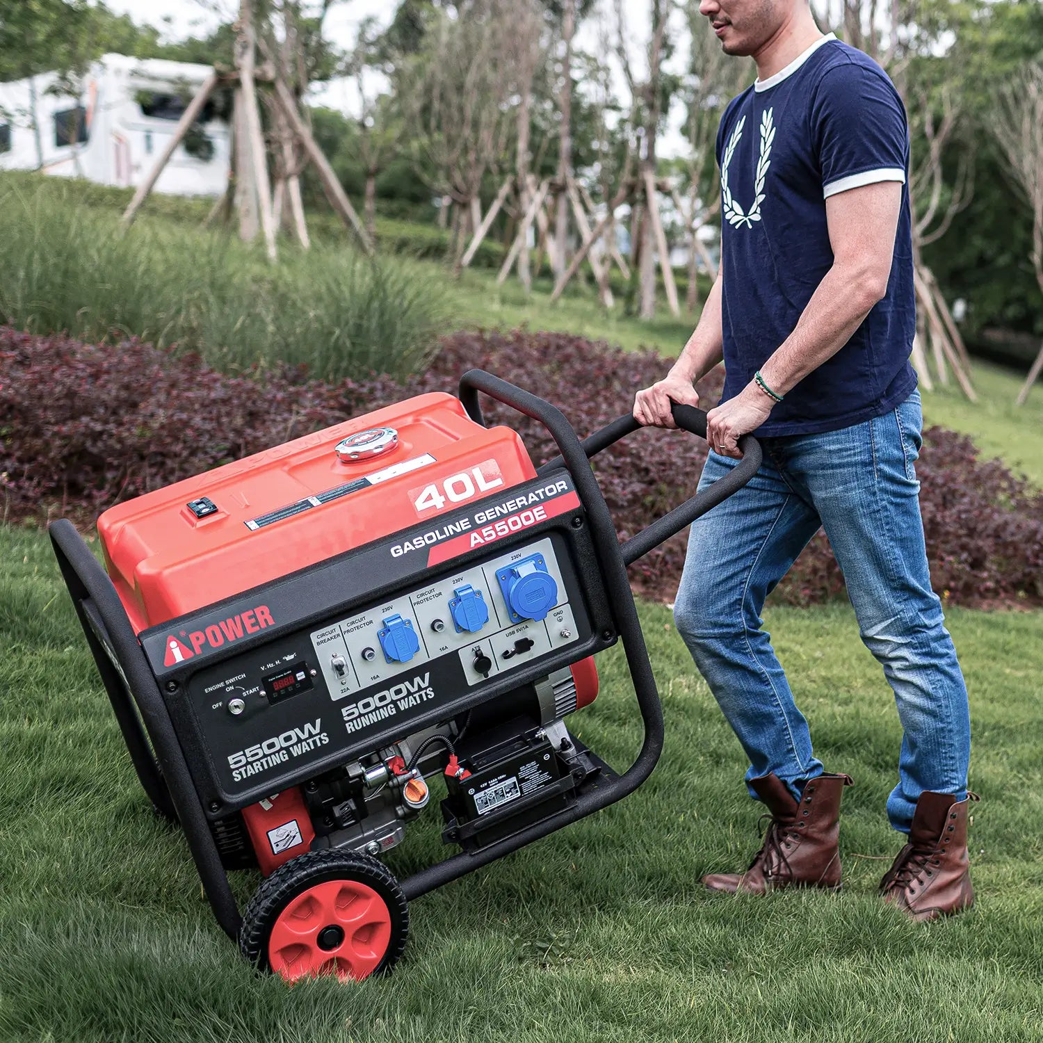 A-iPower Portable Generator - 5000 Watt Handle Gasoline Powered
